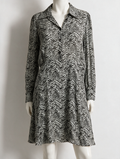 Patrizia Pepe - Jurk - zwart-wit zebraprint, klassieke kraag, knoopsluiting - M