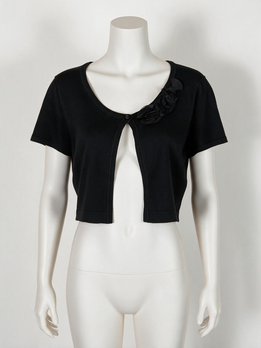 Steps - Vest - zwart, bolero model, bloemapplicatie op schouder - XL
