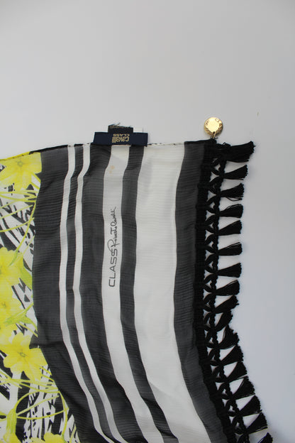 Cavalli sjaal zwart/wit gebloemd